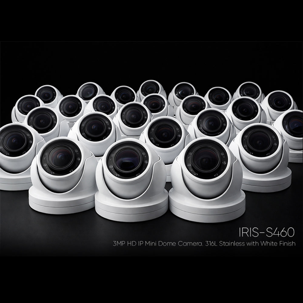 IRIS-S460-18 Miniature 3MP IP Stainless Steel (316L) Dome Camera - WHITE